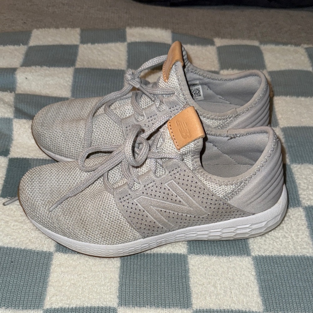 New Balance Light Gray and Tan Sneakers